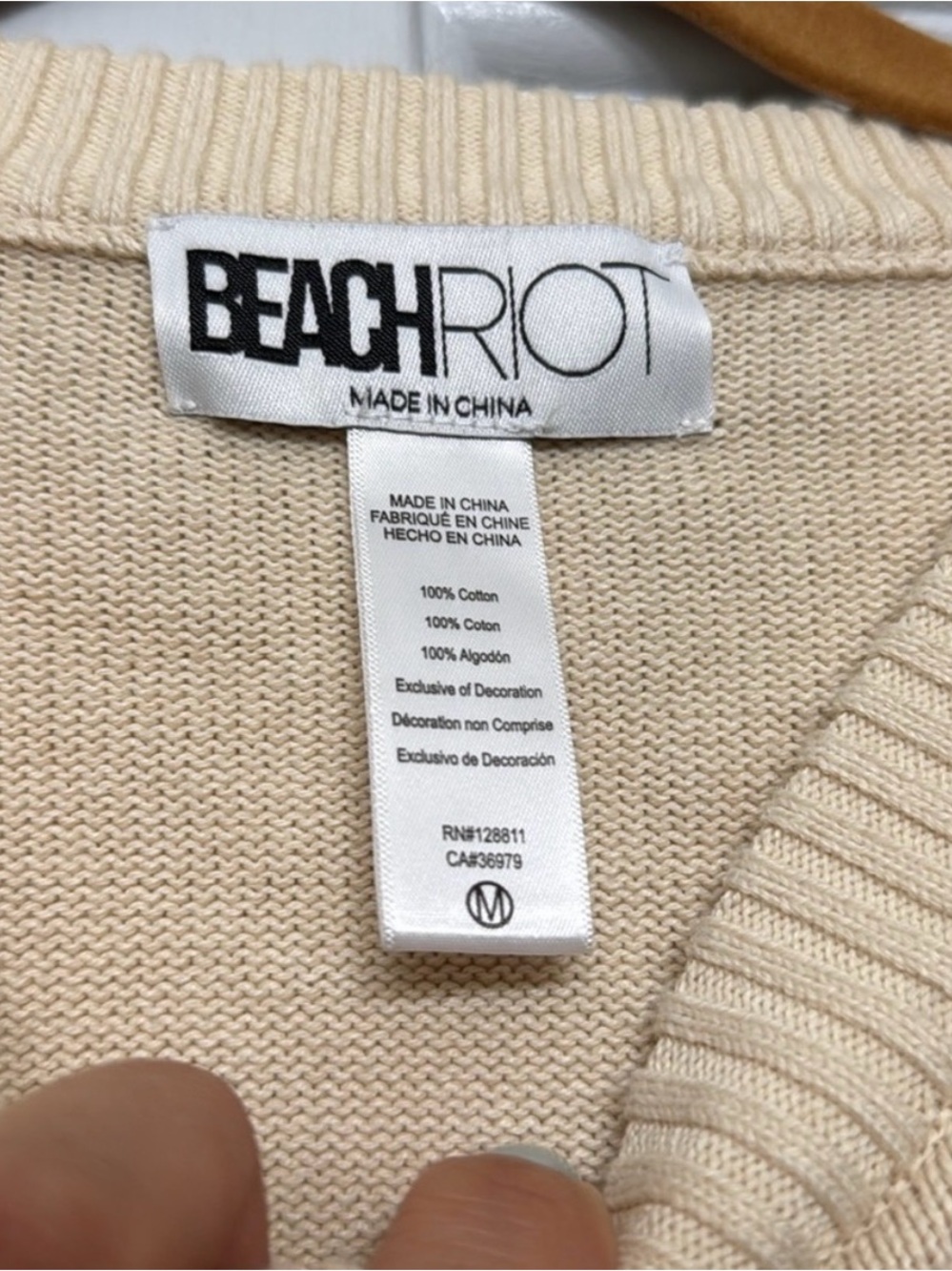 Anthropologie Cream Crewneck Sweater with Flag Intarsia - Picture 2 of 2